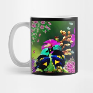 Love Birds  -  Butterflies - Flowers Mug